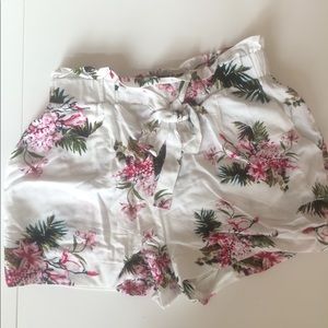 White floral shorts